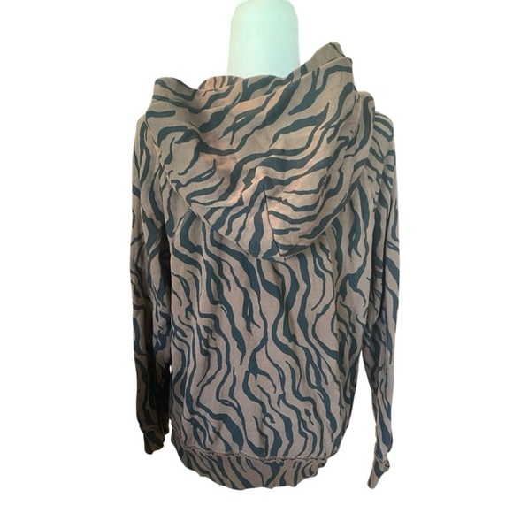 n:Philanthropy Sicily Animal Print Brown Distressed Hooded Sweatshirt - Picture 3 of 8